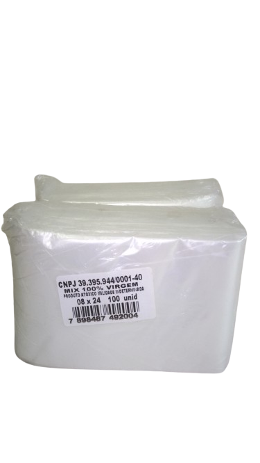 SACO PLASTICO VIRGEM  P.E   08x24 C/1000  UNID.    PCT