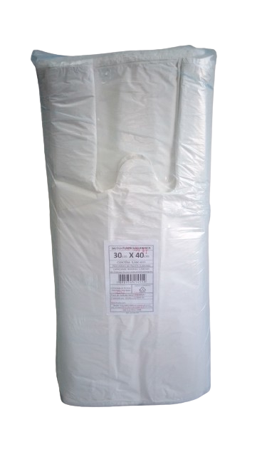 SACOLA PLASTICA  BRANCA VIRGEM 30X40  C/ 5 KG     PCT