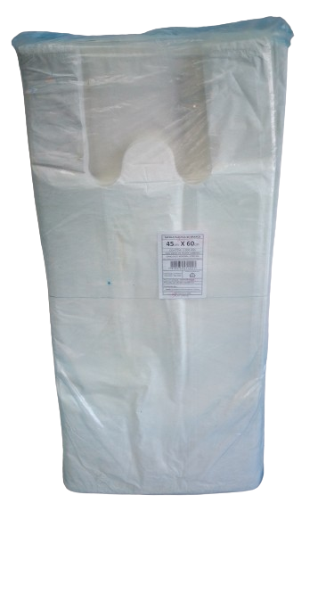 SACOLA PLASTICA  BRANCA VIRGEM 45X60  C/ 5 KG     PCT