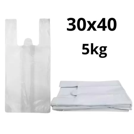 SACOLA PLASTICA  BRANCA RECICLADA  30X40  C/ 5 KG     PCT