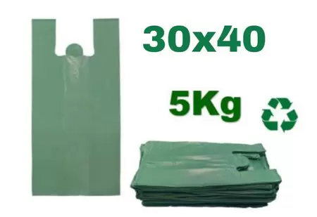 SACOLA PLASTICA  VERDE  RECICLADA  30X40  C/ 5 KG     PCT