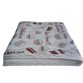 PAPEL ACOPLADO 40X40  P/ LANCHE COM PELICULA   C/ 3 Kg - gramatura 40.