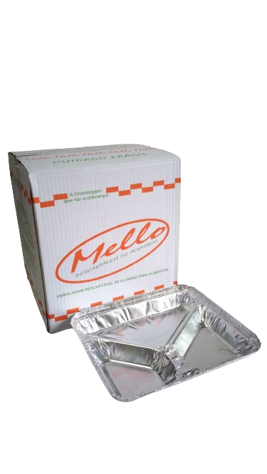MELLO BANDEJA  ALUMINIO  M03   (3 divisoria rasa em Y)  (900 ml)  C/100 UNID.