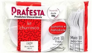 PRAFESTA KIT CHURRASCO  BRANCO  C/10 UNID.  PCT