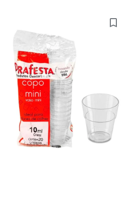 PRAFESTA COPO MINI 10 ML C/20 UNID.  CRISTAL