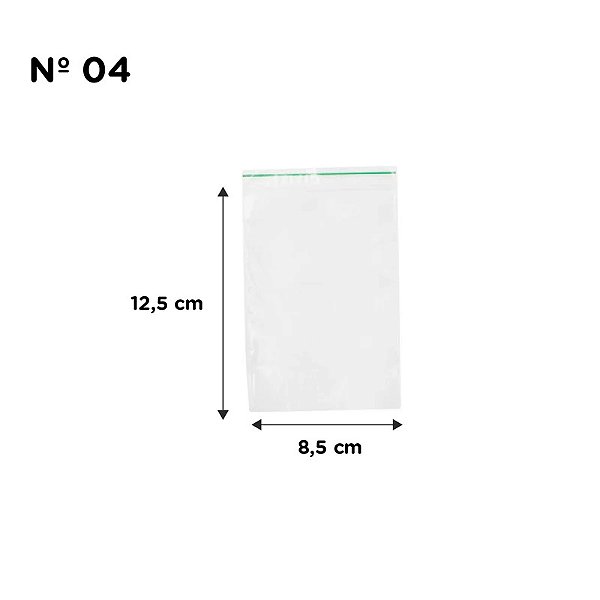SACO ZIPADO  N° 04 -  8,5X12   C/100 UNS  PCT
