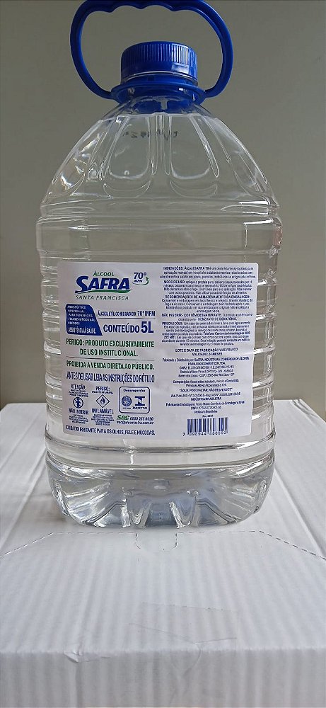 ALCOOL 70º LIQUIDO GALAO 5 LITROS UNIDADE