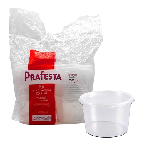PRAFESTA POTE REDONDO 1000 ML C/TAMPA 24 UNID.