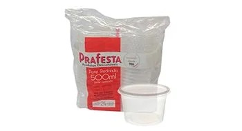 PRAFESTA POTE REDONDO 500 ML C/TAMPA 24 UNID.
