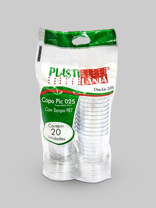 PLASTILANIA COPO PIC 025  (25 ml) C/ TAMPA   C/20 UNID.  PCT