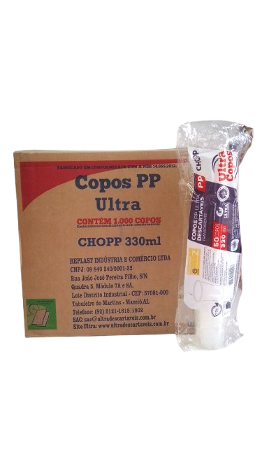 ULTRA  COPO PLASTICO PP  330 ML C/1000 UNID.  (20X50) CAIXA
