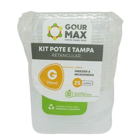 GOUR MAX POTE RETANGULAR  750 ML C/TAMPA  24 UNID.   PCT