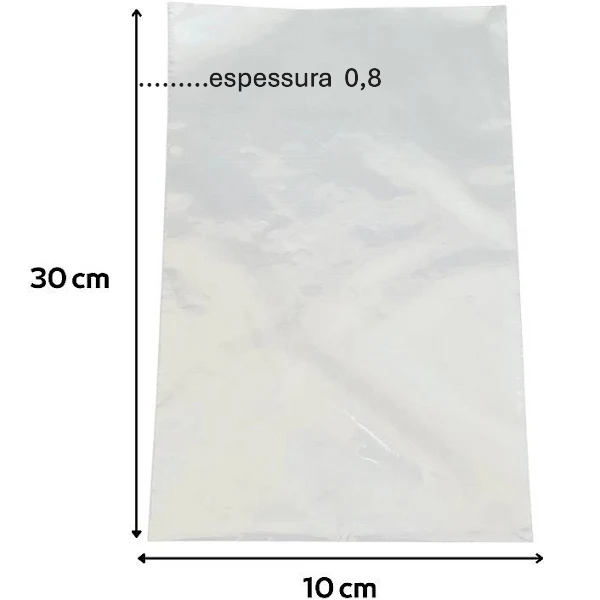 SACO PLASTICO VIRGEM P.E  10x30   ESP. 0,8    C/ 01 KG   PCT