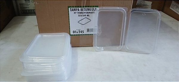 PLASTILANIA TAMPA GRANEL RETANGULAR P/ POTE 350 /500 ML 01X245 UNID.  CX
