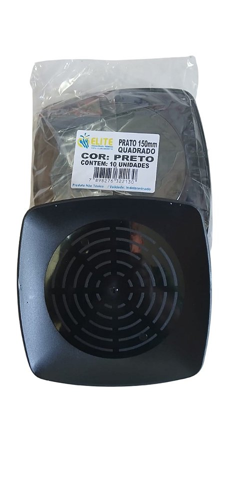 ELITE PRATO QUADRADO 150MM  PRETO C/10 UNID. PCT