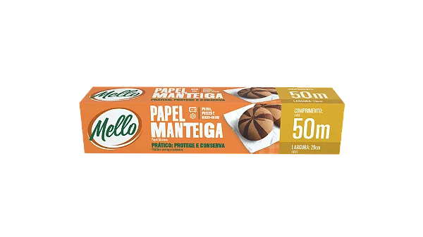 MELLO PAPEL MANTEIGA 29CM X 50 MTS UNID.