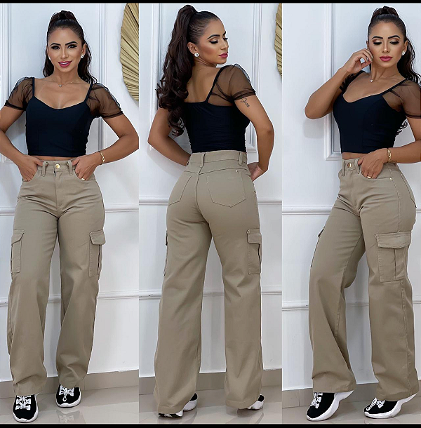 Calça cargo Caqui