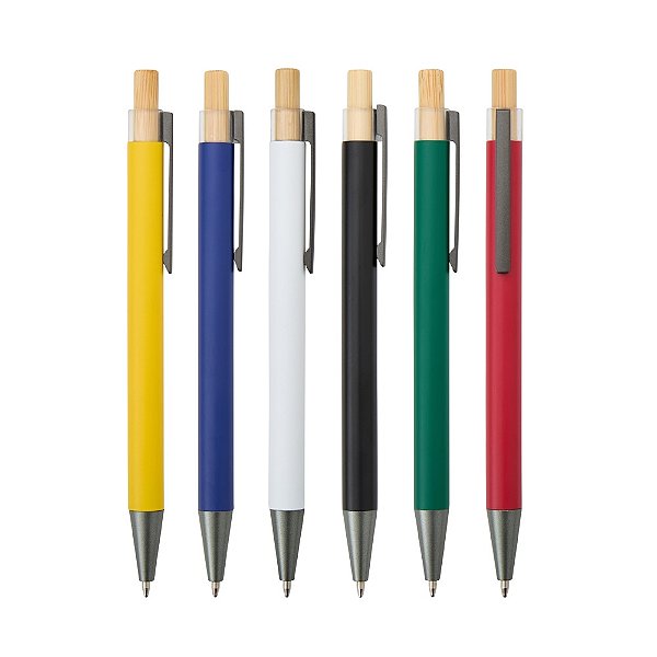 CANETA METÁLICA COM CLIQUE EM BAMBU