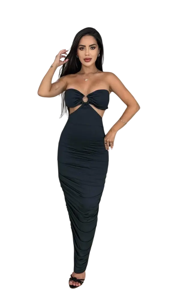 Vestido Longo com Decote