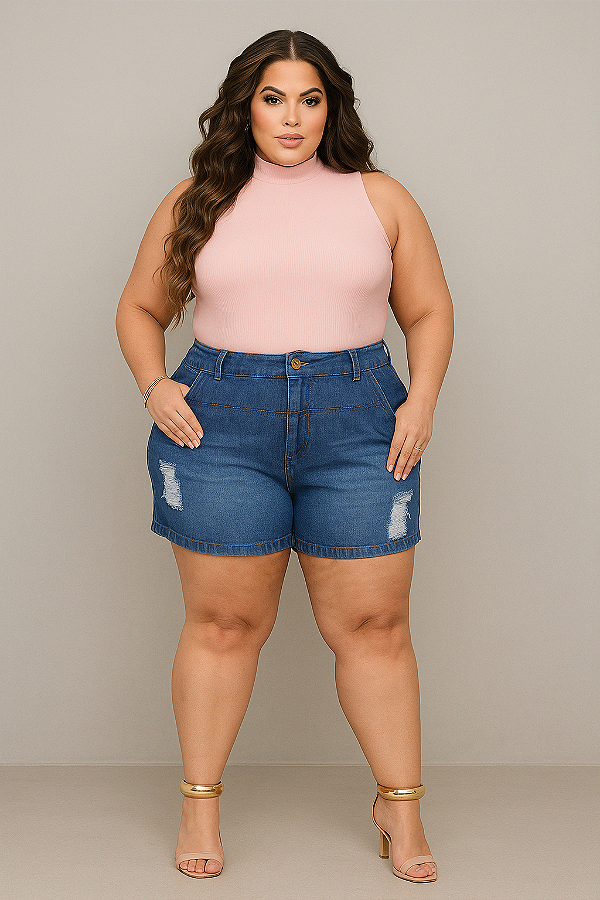 Short Jeans Plus Size Sem Elastano