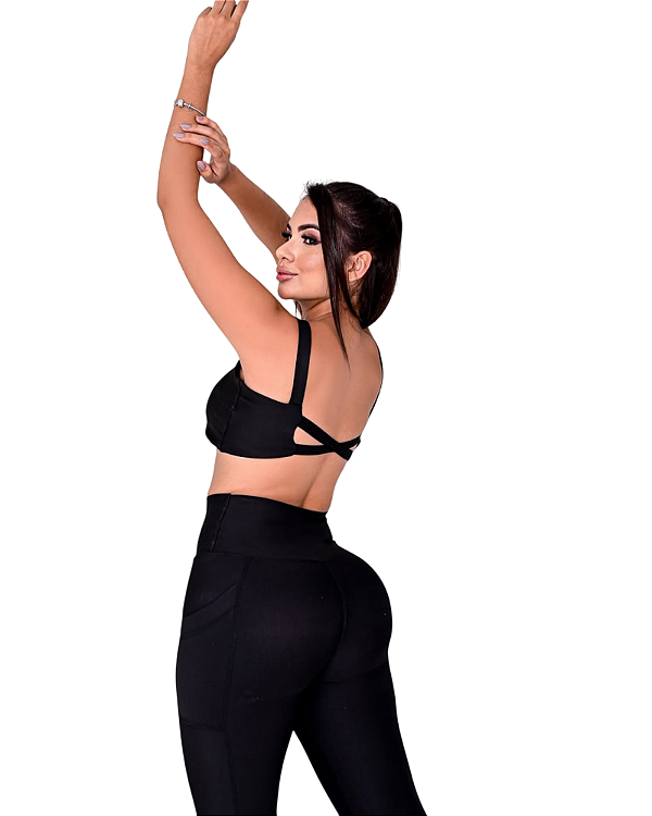 Conjunto Fitness Power Calça com bolso e top com bojo removível