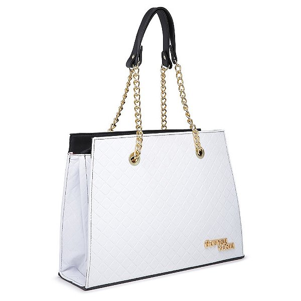 Bolsa Ombro com Alça de Corrente Branca