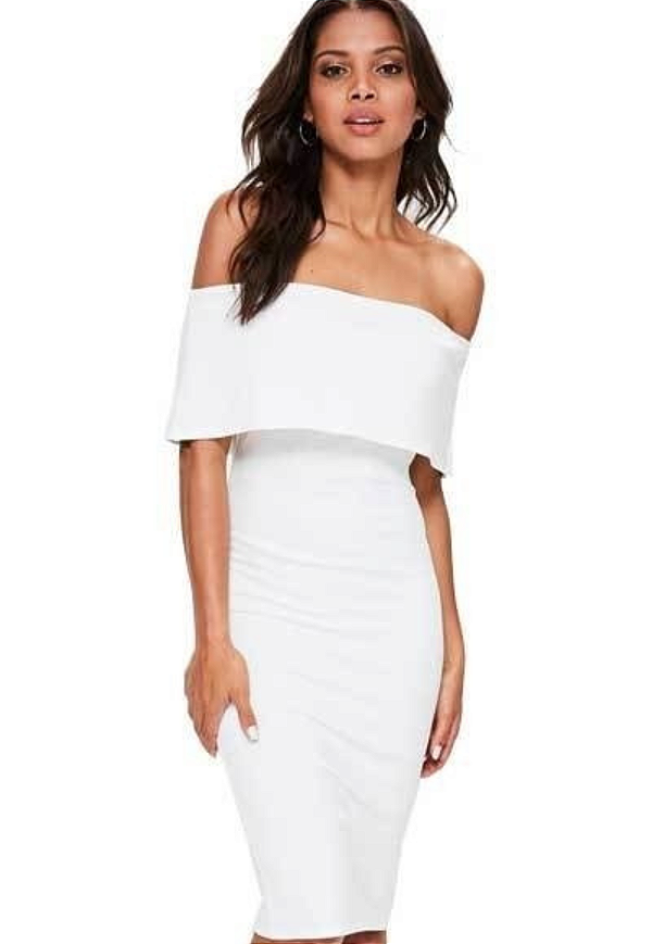 Vestido Feminino Ombro a Ombro Com Babado