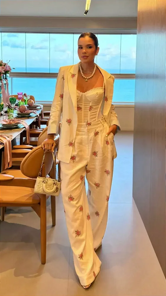 Trijunto Pamela Blazer +Calça + Corset Salgunamu