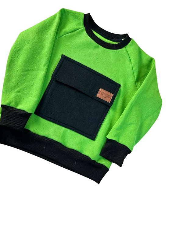 Casaco Alegria Verde Limão Bolso Preto💚🖤