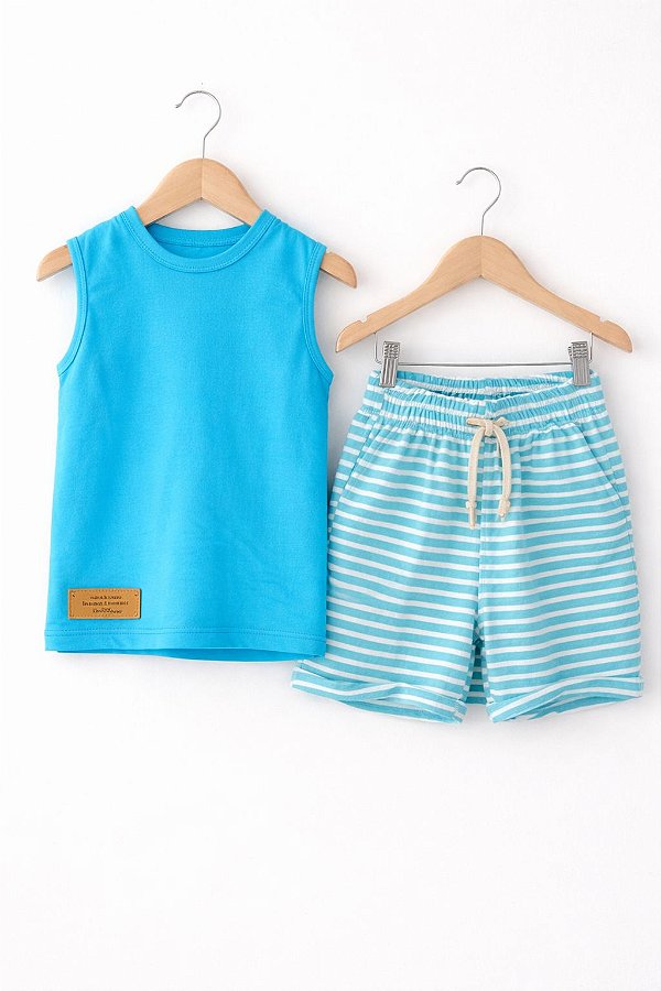 Conjunto básico azul listras