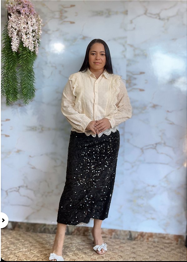 Saia de Veludo paetê