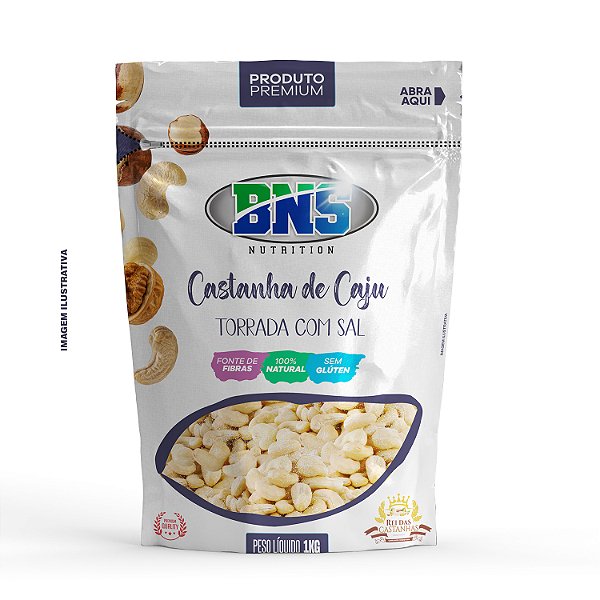CASTANHA DE CAJU INTEIRA TORRADA COM SAL - BNS NUTRITION