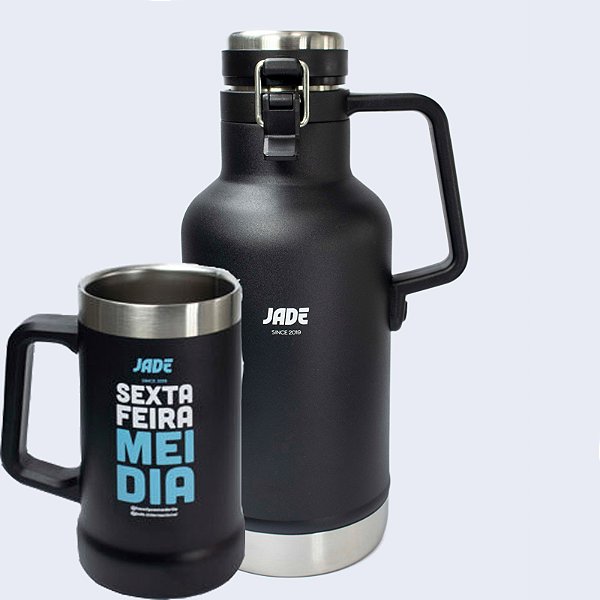 Promoção na compra de 01 Growler 1L e 900 ML GANHE 01 Caneca Coleção Henrique Madeirite