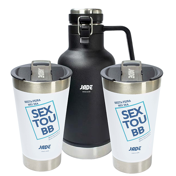 Promoção Growler 1L e 900 ML + 2 Copo Coleção Henrique Madeirite Branco