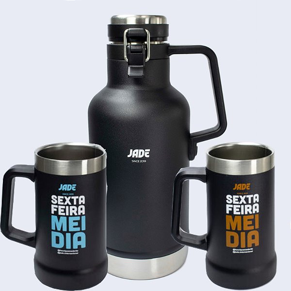 Promoção Growler 1L e 900 ML + 2 Canecas Coleção Henrique Madeirite