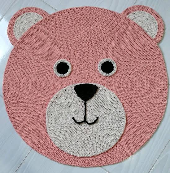 Tapete urso para quarto em crochê 120cm diâmetro TS0016