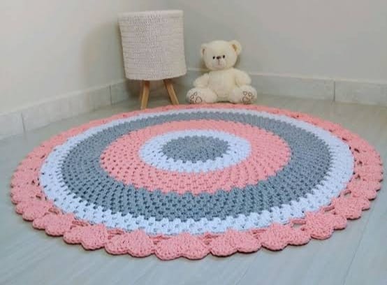 Tapete para quarto em crochê 120cm diâmetro TS0025