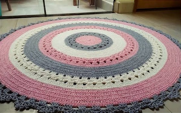 Tapete para quarto em crochê 120cm diâmetro TS0027
