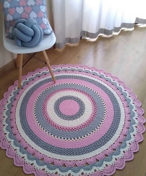 Tapete para quarto em crochê 120cm diâmetro TS0035
