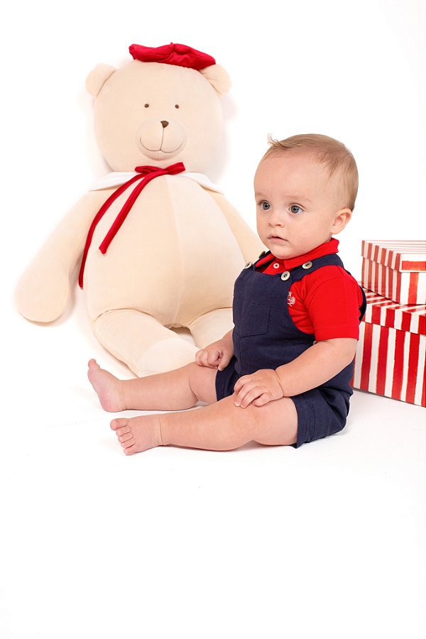 Jardineira masculina infantil linho