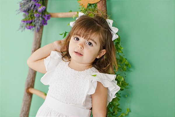 Vestido Infantil Peito Lastex e Pérolinhas