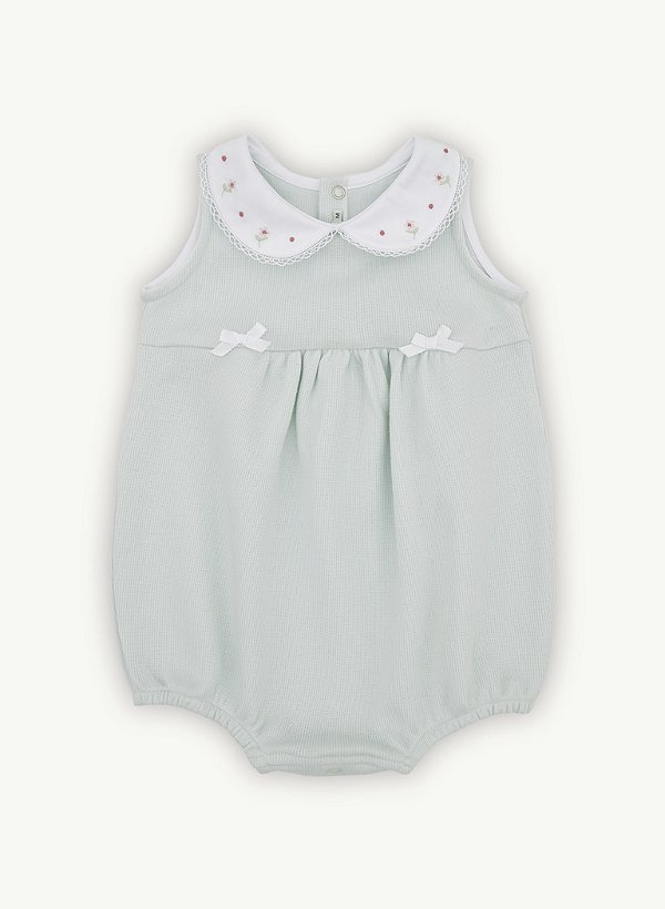 MACACÃO INFANTIL CURTO GOLA BORDADA FLORZINHA