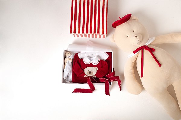 Macacão infantil urso com gravata