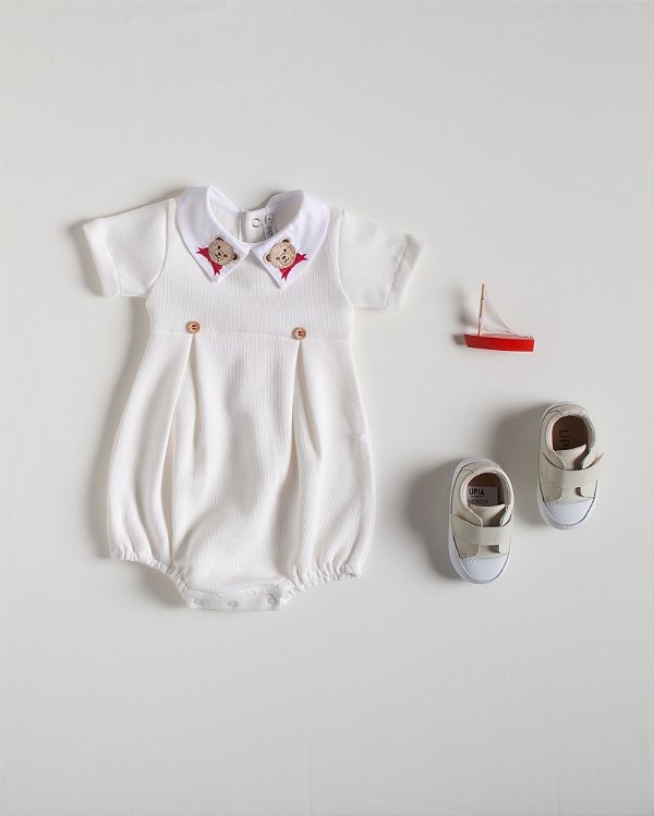 MACACÃO INFANTIL BOTÕES GOLA URSO