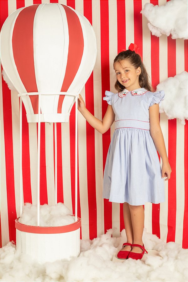 Vestido infantil gola cerejinha