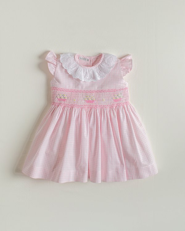 Vestido bordado cestinha flores