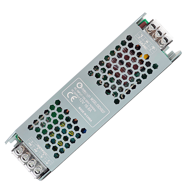 MINI FONTE SLIM CHAVEADA  PARA FITA LED - 12V - 200W - 16,6A