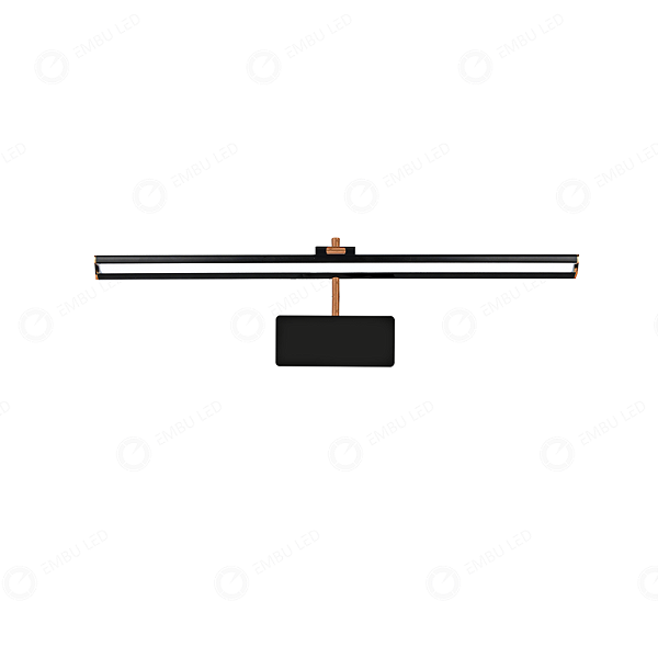 ARANDELA MIRROR 12W 50CM PRETA + ROSE GOLD ALUMINIO HASTE LONGA