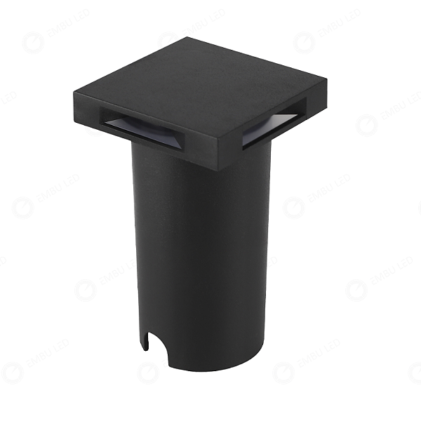 BALIZADOR DE SOLO EMBUTIR QUADRADO PRETO 2W IP67 4 FACHOS
