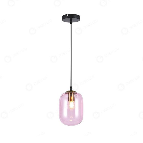 PENDENTE GLASS CHAMPAGNE ROSÊ E27 S/LAMPADA